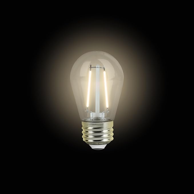 Feit Electric S14 LED Filament Light Bulbs, High Output, 2200K Warm White, 140 Lumens, String Light Replacement Bulbs, 15,000-Hour Lifespan, Clear Durable Housing, S14HO/822/FIL/12, 12 Pack