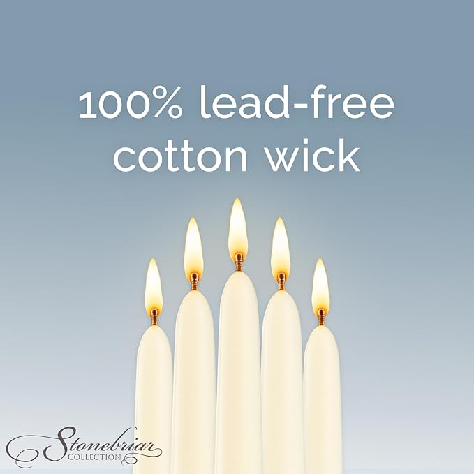 Stonebriar Tall 10" Ivory Unscented 30 Pack Taper Candles