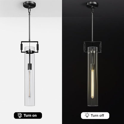 21.6'' Black Pendant Lights Kitchen Island, Modern Large Kitchen Pendant Lighting Over Island,Long Glass Pendant Light Fixtures for Dinning Room Bedroom Bathroom