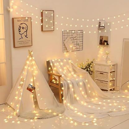 Star Plug in String Lights, 16ft 50 LED Plug in Star Warm White Fairy Lights for Birthday Party Holiday Christmas Home Decoration