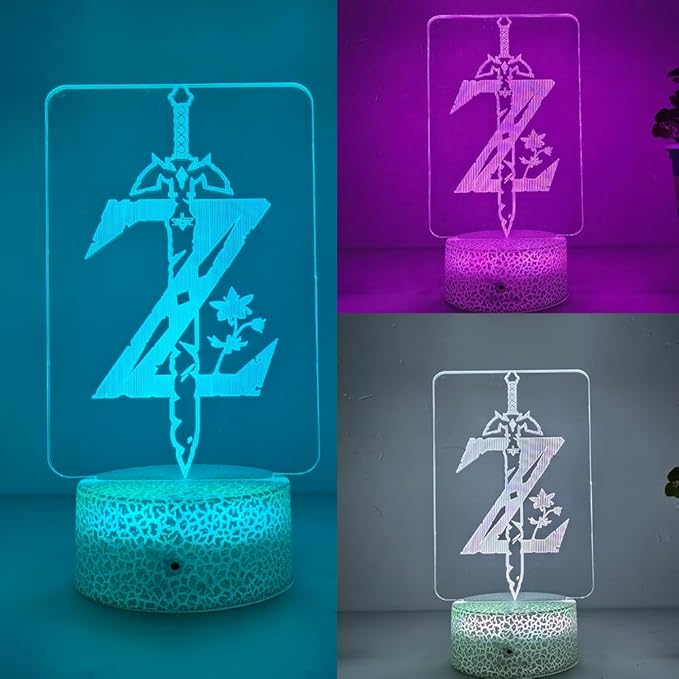 3D Night Light, 16 Color Changing Cartoon USB Desk Lamp, Crest of Hyrule Illusion Lighting with Remote Control for Home Decor Gift for Kids. (1)