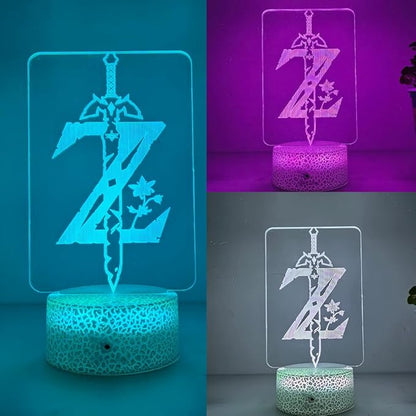 3D Night Light, 16 Color Changing Cartoon USB Desk Lamp, Crest of Hyrule Illusion Lighting with Remote Control for Home Decor Gift for Kids. (1)