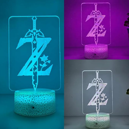 3D Night Light, 16 Color Changing Cartoon USB Desk Lamp, Crest of Hyrule Illusion Lighting with Remote Control for Home Decor Gift for Kids. (1)