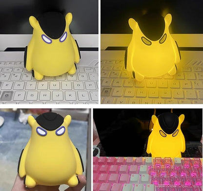 Cute Yellow Partner Lamp, LED Animal Night Light, Nightlight for Room Decor,Button Cell Bedside Touch Silicone Lamp, Unique Dorm Decor Gift