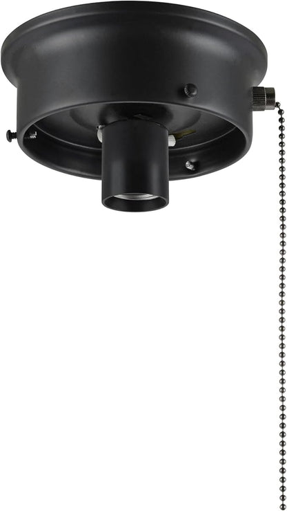 Aspen Creative 22104-01-1, Flush Mount Ceiling Fixture Shade Holder Kit with On/Off Pull Chain Switch in Matte Black Finish 4-1/2" Fitter, 5" Diameter x 1-3/4" Height