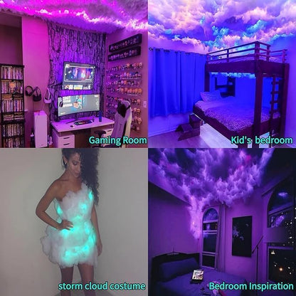 Cloud LED Lights for Ceiling. 3D Thunder Clouds Light Music Sync LED Storm Kits with Multicolor Changing Strip. Thundercloud for Gaming Room & Basement décor 16 Ft