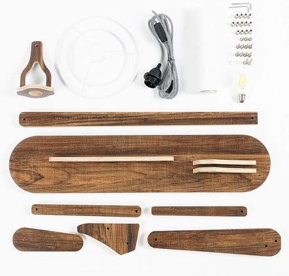 Cool Decorative Tall Floor Lamp Wood Swing Arm Standing Corner Reading Lights for Kids Bedroom Living Room Farmhouse - LED Bulb Included (Teak)