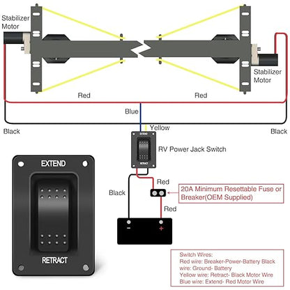 Nilight RV Electric Stabilizer Jack Switch Power Rocker Switches Extend Retract ON Off ON Momentary Waterproof with Harness for Trailer Boat Truck Linear Actuator