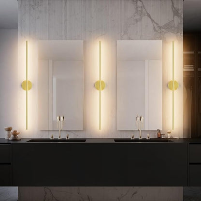 40In Modern Gold Bathroom Sconce Vanity Light Over Mirror Hardwired 3000K Bathroom Light Fixture 360° Rotatable for Bedroom Living Room