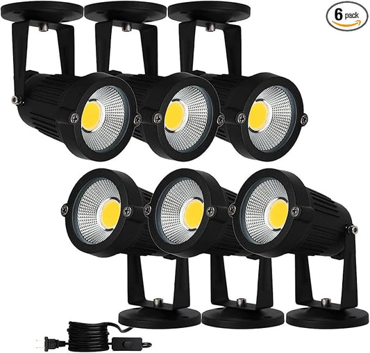 110V Landscape Spotlight,LED Landscape Lighting Outdoor for Flag Pole Light,IP65 Landscape Lights 3000k Garden Light 6FT Cord with US 3 Prong (Base,Stake Included) (5, Watts)