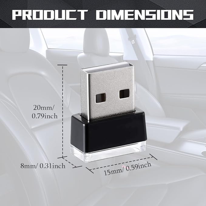 deemars 2PCS USB LED Car Interior Atmosphere Lamp, Car Night Lights, Mini USB LED Decoration Light Ambient Interior Light, Car Accessories Plug-in Interface Ambient Lighting Kit for Most Cars