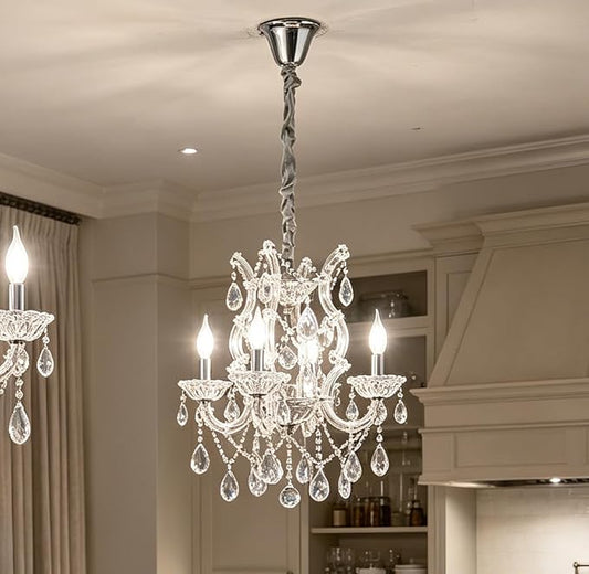 Modern Crystal Chandelier Light Fixtures 4-Light,Luxury K9 Clean Crystal Ceiling Pendant Light for Kitchen Island,Dinning Room, Bedroom,Hallway,Bathroom (4 Lights)