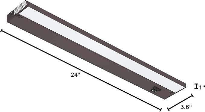 Getinlight 24-inch 3 Color Levels LED Under Cabinet Lighting, Hardwired or Plugged-in, Selectable White 2700K/3000K/4000K, Dimmable, Bronze Finished, IN-0210-3-BZ