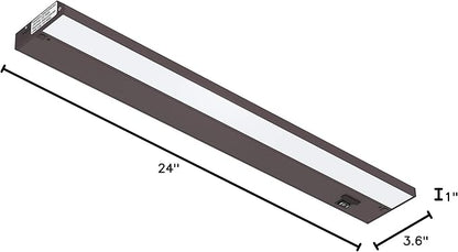 Getinlight 24-inch 3 Color Levels LED Under Cabinet Lighting, Hardwired or Plugged-in, Selectable White 2700K/3000K/4000K, Dimmable, Bronze Finished, IN-0210-3-BZ
