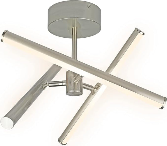 Ultralux Free Form LED Ceiling Light Fixture - Dimmable & Customizable, Semi-Flush Mount with Adjustable Light Bars - Easy-Install, Energy Efficient LED - (16", Brushed Nickel)