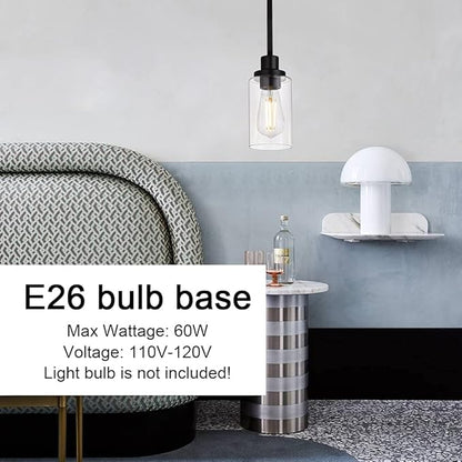 MELUCEE Black Pendant Light 1-Light Modern Dining Room Lighting Fixtures Hanging Mini Chandelier Lighting for Kitchen Island, Pendant Lamp Ceiling Hanging for Stair Hallway