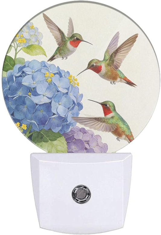 Bird LED Lighting Green Hummingbird on Branch Night Lights Plug into Wall with Dusk to Dawn Sensor for Bedroom Bathroom Living Room, 0.5W Sleep Friendly