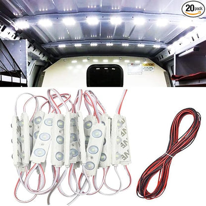 ROYFACC 60 LED Van Light Car Interior Light Bright White Lighting Dome Lamp Ceiling Work Lights Kit for Van Truck Auto Car Vehicle Caravan DC 12V (20 Modules, White)