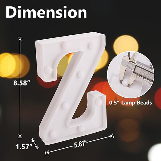 LED Marquee Sign Light Up Letters, Alphabet Light Up Letters Sign, Battery Powered LED Letter Lights for Night Light, Wedding, Birthday, Party, Christmas or Home Decor (Letter Z)