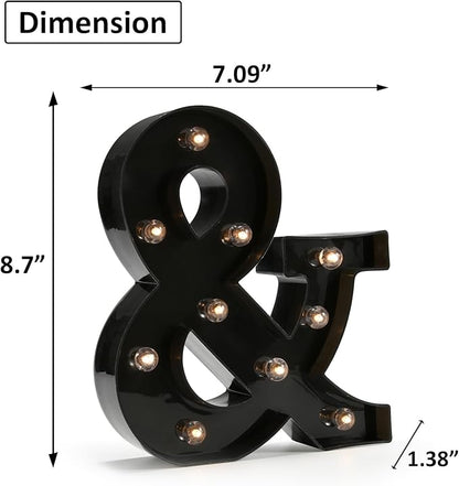 OYCBUZO Light Up Black Alphabet Marquee Letters Sign LED Marquee Number Lights Sign for Night Light Home Bar Christmas Lamp Birthday Party Wedding Decoration &