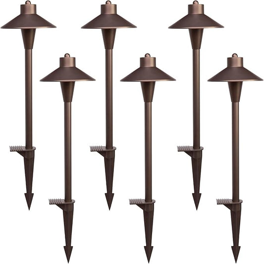 Landscape Path Lights 6 Pack, Low Voltage Pathway Lights Compatible with Transformer, 3CCT Adjustable LED, Premium 12V 24V DC ORB Landscape Path Lighting for Outdoor Yard Garden Walkway, Flat Hat