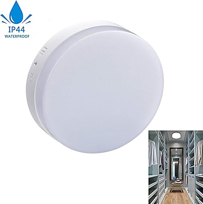 DLLT 12W LED Flush Mount Ceiling Light, 4.72" Flat Modern Round Lighting Fixture, 100W Equivalent White Ceiling Lamp for Closet/Bathroom/Hallway/Porch/Laundry Room, 6000K Cool White, Non-Dimmable