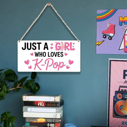 K-pop Gifts for Teen Girls, Music Gifts for Women, Kpop Wood Sign Gift for Girl decorations, Rustic Anime Lovers Wooden Hanging Plaque for Home 12 × 6 Inches White
