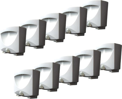 Maxsa 41041 Motion Activated Weatherproof Indoor / Outdoor Wireless LED Night Lights, (10-Pack) White