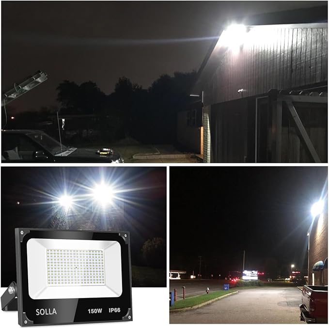 2 Pack 150W Led Flood Lights, 15000lm 6000K Daylight White Exterior Flood Lighting, Outdoor Indoor Lights Fixture, Security Floodlight Spotlight for Yard, Garden, Garage, Rooftop