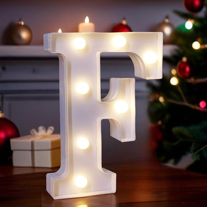 LED Light Up Marquee Letters, Battery Powered Decorative LED Letter Lights, Alphabet Light Up Letters for Wedding Birthday Party,Holiday Lamp or Home Bar Decoration (Letter F)