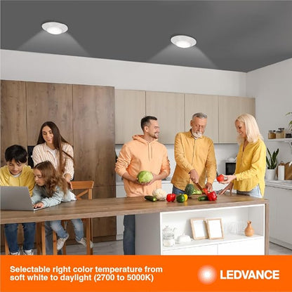 LEDVANCE 15W LED Light Disk, 5 CCT 2700/3000/3500/4000/5000K, Dimmable, 900 LMS, 90 CRI, Wet Rated, Frosted Finish - 1 Pack (62446)