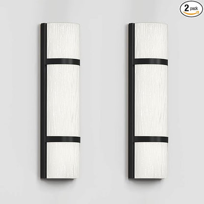 LED Bathroom 16 Inch Vanity Lighting Fixtures | CRI 90 4000K Matte Black Wall Sconces Set of Two with White Frosted Glass Lamp Shade | 120V 15W 1200LM Dimmable with Dimmer Switch(not Included)