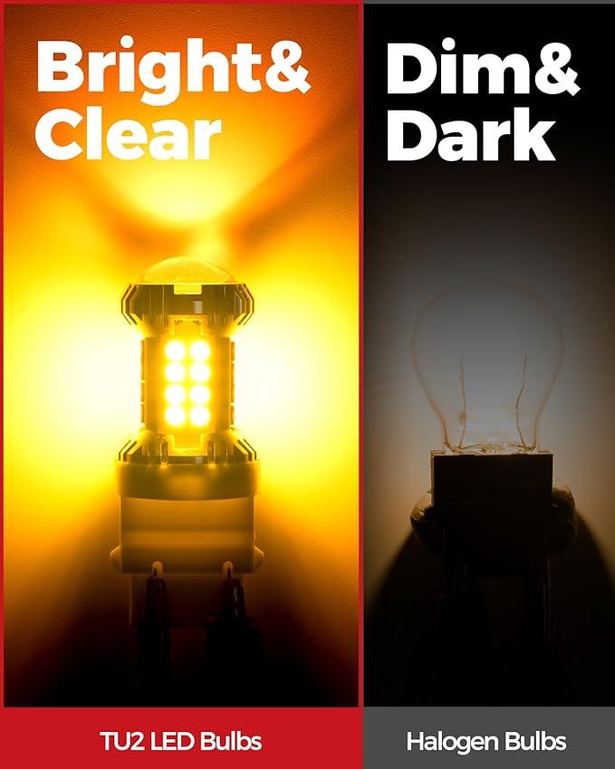 Torchbeam 3157 LED Bulbs Amber with External Resistor for Turn Signal Lights, 600% Brighter 3156 3056 3356 3057 4157 3457 4156 with HD projector for Blinker Side Marker Parking Lights, 3030 38-SMD