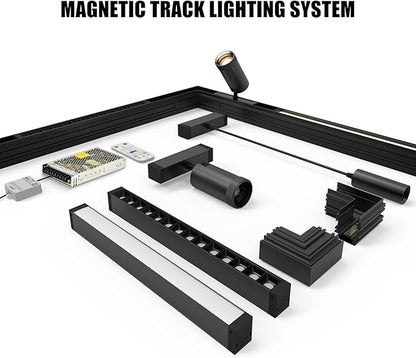 Grille Spotlight Magnetic Track Head, 24V 15W Dimmable LED Lamp for Track Lighting with APP & Remote Control, Adjustable Brightness & Color Temperature (3000K-6000K), LED Ceiling Lighting