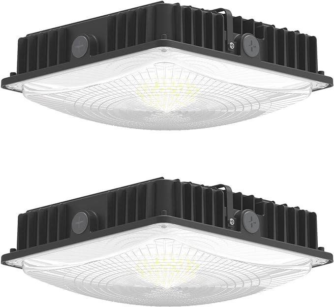 2 Pack LED Canopy Light Fixture,70W, 300W HID/HPS Replacement, 9.5" x 9.5", LED Shop Light, 5700K, AC100-277V, IP65 Waterproof,Canopy Light Outdoor for Gas Station Warehouse(70W-2Pack)