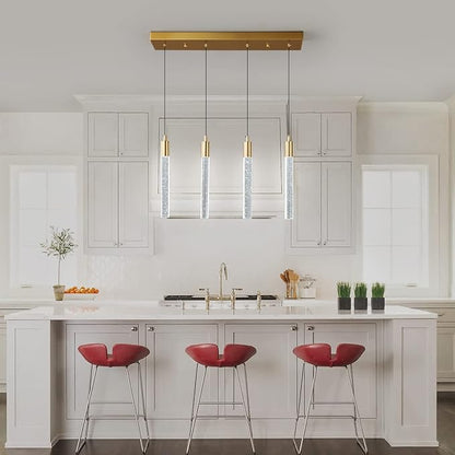 Kitchen Island Lighting Modern Light Fixture Kitchen Island Pendant Light Dimmable LED Gold Brass Finish Mini Pendant Lighting Dinning Room Living Room Kitchen Pendant Lights（4-Light）