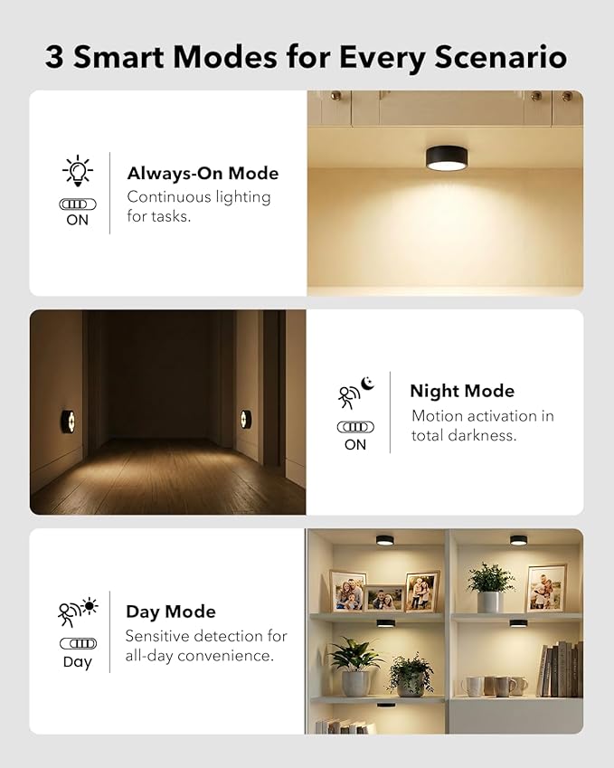 Radar Motion Sensor Puck Lights with Remote, 2400mAh RGB Rechargeable Wireless Under Cabinet Lighting for Kitchen, Magnet Stick on LED Closet Lights, Cordless Push Light for Counter, Stairs