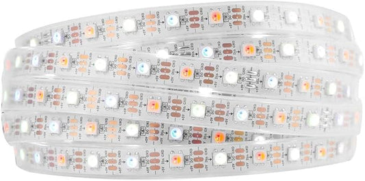 BTF-LIGHTING RGBW RGB+Warm White SK6812 (Similar WS2812B) 4 Colors in 1 LED Strip Individually Addressable 16.4ft 60Pixel/m 300LED Light Dream Color IP67 DC5V White PCB (No Adapter or Controller)