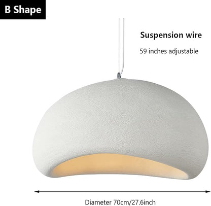 JAYMP 70cm Wabi Sabi Pendant Light for Living Room Hallway Restaurant Modern Hanging Lamp E26 Base Japanese Style Bird Nest Shape Lighting Fixture, 1 Pack (Matte White,B Shape, 70cm/27.6in)