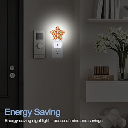 Night Light,Autumn Maple Leaves Plug into Wall with Dusk to Dawn Light Sensors,Fall Thanksgiving Warm Star Nightlights for Bedroom,Bathroom,Hallway,Kitchen Home Decor Desk Lamp