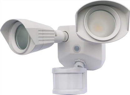 Nuvo 65/211 LED Dual-Head Security Light, 3000K, Motion Sensor, White