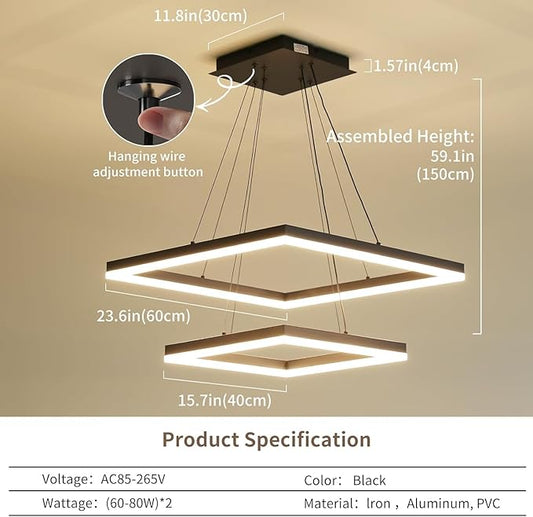 Modern Ceiling Chandelier, with Remote Control Dimmable 3 Color Mode & Brightness (Warm & Cool & Neutral Light) Ceiling Chandelier, Acrylic Anti-Flicker Dining Light Fixture for Kitchen