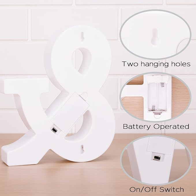 Small Led Marquee Letters, Light Up Letters, 8.58 Inch Led Letter Lights, Battery Powered Lighted Sign for Table, Party, Birthday, Christmas Decor (Letter &)