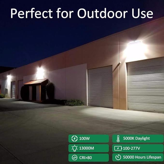 100W LED Wall Pack Light, Dusk to Dawn Photocell, 13000LM 5000K Daylight AC100-277V IP65 Waterproof LED Wall Pack Outdoor Exterior Light ETL Listed
