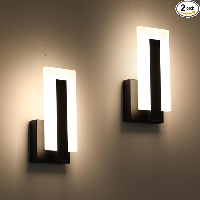 Modern Wall Sconces Set of Two, Led Wall Light 7w Dimmable Light Hardwired Acrylic Wall Light Lighting, Suitable for Living Room Corridor Bedside (Warm White 3000K 2Pack)