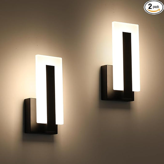 Modern Wall Sconces Set of Two, Led Wall Light 7w, Warm White Beside Light Hardwired Acrylic Wall Light Lighting, Suitable for Living Room Corridor Bedside (Warm White 3000K 2Pack)