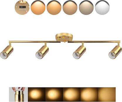 5Color LED Track Lighting Kit 4 Lights Dimmable 48W Track Light,Zoomable15°/24°/36°/45°/60°-2700K/3000K/3500K4000K/5000K,Track Lighting for Accent Task Kitchen,Lumen 4800 (Gold)