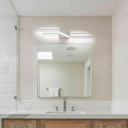 SOLFART Vanity Lights for Bathroom Dimmable Modern Brushed Nickel Bathroom Light Fixtures Over Mirror 32 Inch