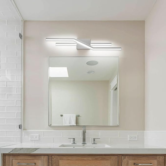 SOLFART Vanity Lights for Bathroom Dimmable Modern Brushed Nickel Bathroom Light Fixtures Over Mirror 32 Inch