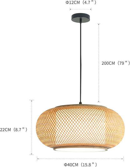 Bamboo Pendant Light Dining room light japanese Light fixture Country style Ceiling Hanging Light Beige Boho Antique Lantern Applicable for Kitchen Island Teahouse Living Room bedroom Restaurant